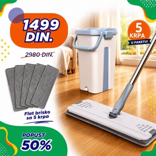Zotrix Flat Mop (brisko) sa kantom i poklon 4 krpe Cene
