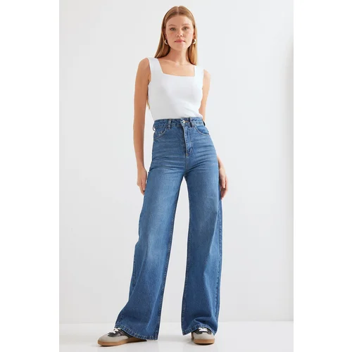 Bigdart Women's Wide Leg High Waist Navy Blue Palazzo Jeans 6656