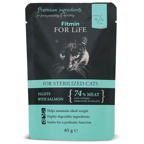 Fitmin For Life Cat Kesica Sterilized Losos, hrana za mačke 85g Cene