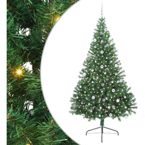 VidaXL Umjetno predsvijetljeno božićno drvce Zelena 240 cm PVC Slike