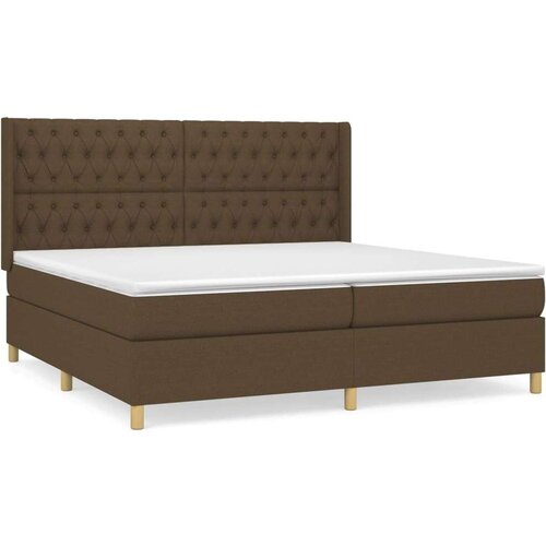  Krevet s oprugama i madracem tamnosmeđi 200x200 cm od tkanine Slike