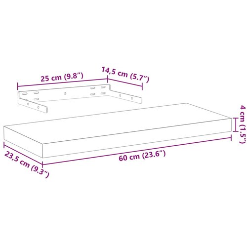 Plutajuće police 2 kom 60x23,5x4 cm od konstruiranog drva Slike