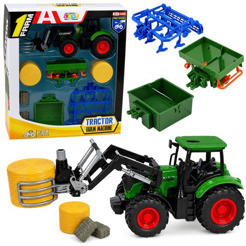  Agricultural Set Tractor with Bale Grabber Agricultural Trailer Hay 1:24 Cene