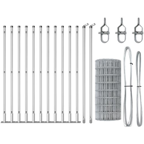 vidaXL Evropska ograja s 13 podložnimi stebri 0.6x25 m Galvanizirano jeklo Cene