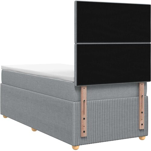  LED okvir za krevet s madracem Svjetlosiva 90 x 190 cm Tkanina Slike