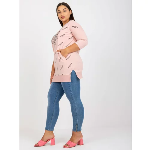 Fashion Hunters Dusty pink long plus size blouse with pockets