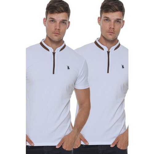 Dewberry DOUBLE SET T8571 ZIPPER MEN'S T-SHIRT-WHITE-WHITE Cijene