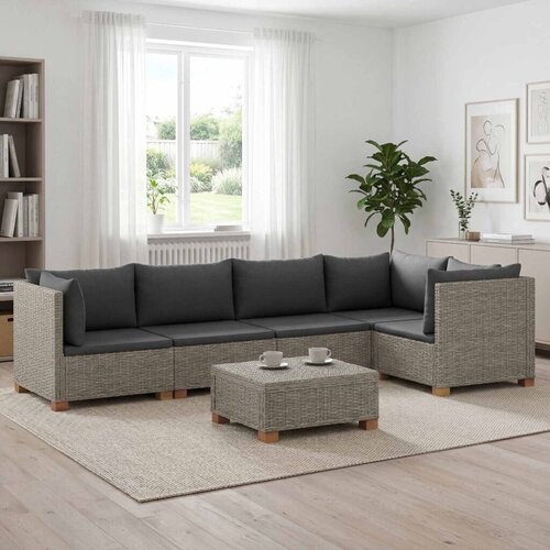  6 kom. Ratan Lounge Set s Jastucima GENDT Prirodni ratan - Kubu siva Cijene