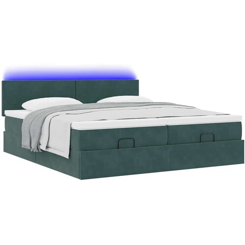 VidaXL okvir kreveta s madracima tamnozeleni 200x200cm bar&amp;scaron;unasti Slike