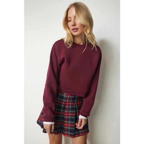  Women&amp;#039;s Claret Red Orange Crop Sweatshirt Slike
