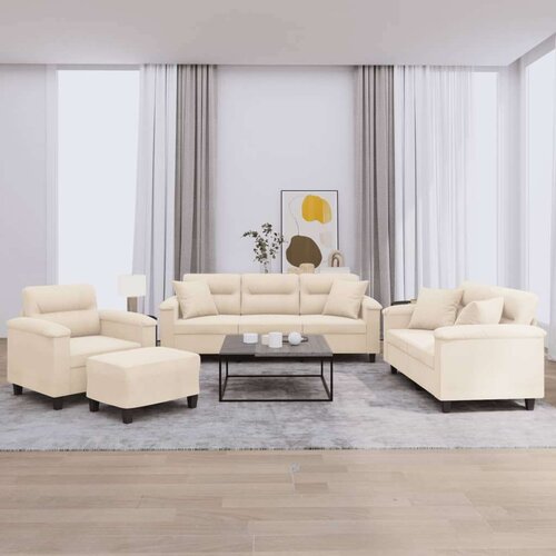  4-dijelni set sofa s jastucima bež od mikrovlakana Cijene