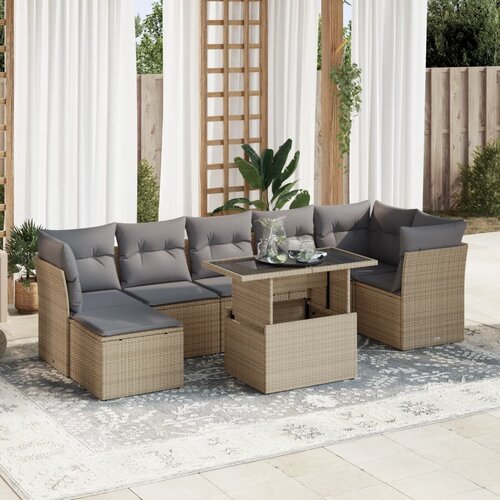 vidaXL 8-dijelni set vrtnih sofa od poliratana s jastucima bež Cijene