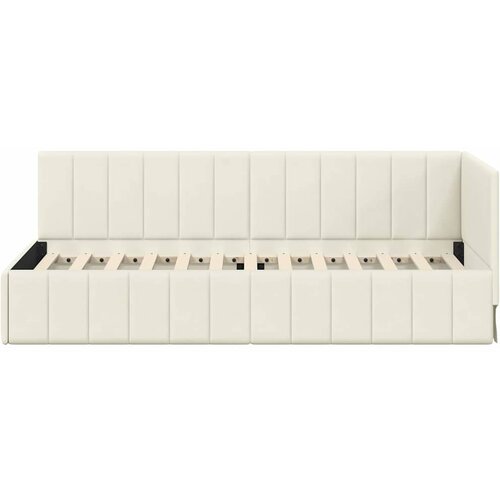  Kutni okvir kreveta s uzglavljem Krema 80 cm x 200 cm Bar&amp;scaron;un Slike