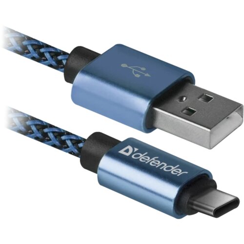 Defender USB type-c kalb USB08-03T USB 2.0 Blue 1m 2.1A Slike