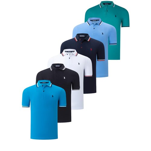Dewberry SIX SET T8594 MENS T-SHIRT-BLACK-WHITE-NAVY-DARK BLUE-GREEN-LIGHT BLUE Cijene