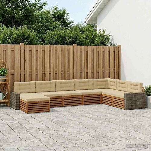  Set vanjskih sofa 8 kom. Prirodna i bež Čvrsto drvo akacije Cijene