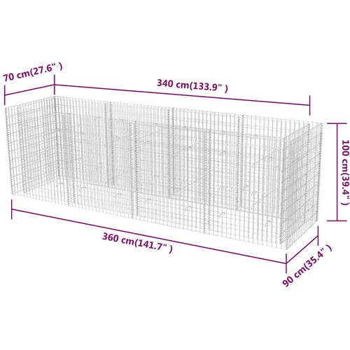  Gabionska sadilica čelična 360 x 90 x 100 cm Slike