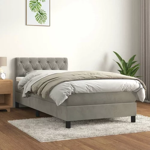 Box spring postelja z vzmetnico svetlo siva 80x200 cm žamet, (20930321)