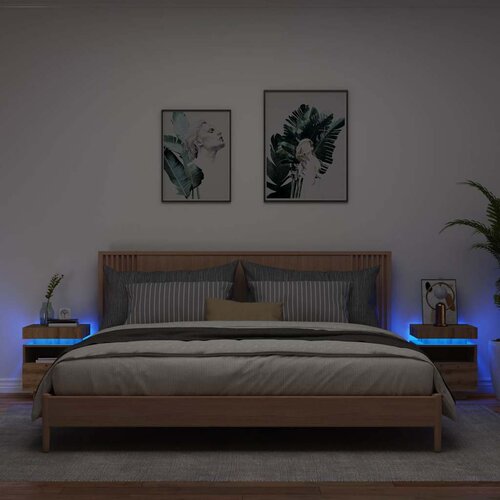  Noćni ormarići s LED svjetlima 2 kom Artisan hrast 40x39x48,5cm Slike