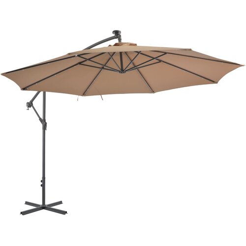 vidaXL Previsni senčnik z LED lučmi in kovinskim drogom 350 cm taupe Cene