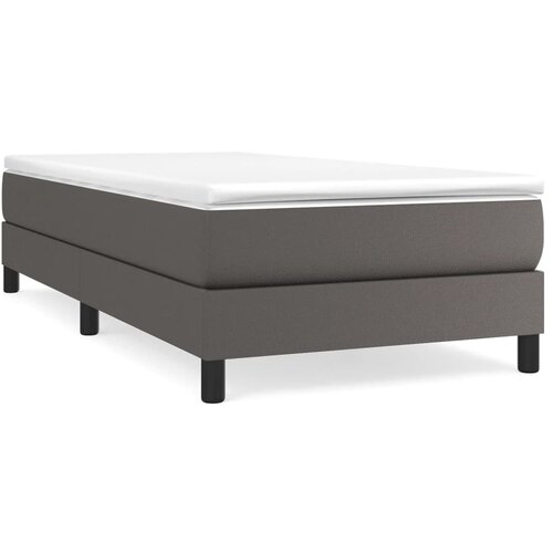 VidaXL Box spring postelja z vzmetnico siva 90x200 cm umetno usnje, (20725213) Slike