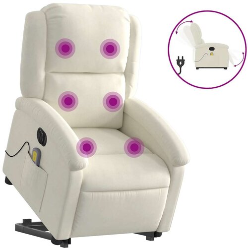 Maison Chic Električni masažni naslanjač - Relax naslanjač s funkcijo vstajanja krem žamet, (22042550) Cene