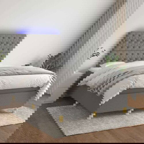  Box spring postelja z vzmetnico LED temno siva 120x200 cm blago, (20724540) Slike