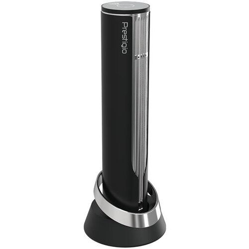 Prestigio Maggiore, smart wine opener, 100% automatic, opens up to 70 bottles without recharging, foil cutter included, premium design, 480mAh battery, Dimensions D 48*H228mm, black + silver color. Slike