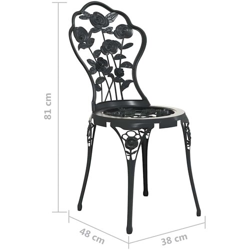  3-dijelni bistro set od lijevanog aluminija crni Crna Slike