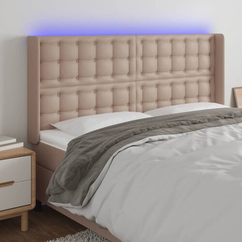  LED uzglavlje boja cappuccina 147x16x118/128cm od umjetna koža Cene