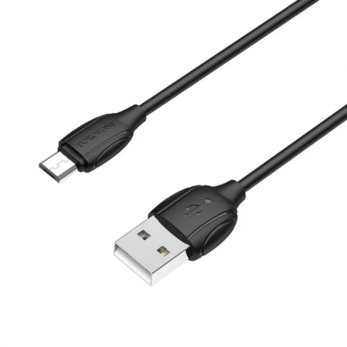 Borofone podatkovni kabel X19 MicroUSB na USB 1m 2,4A črn
