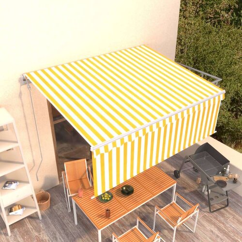  Avtomatsko zložljiva tenda s senčilom 4x3 m rumena in bela, (20702680) Cene