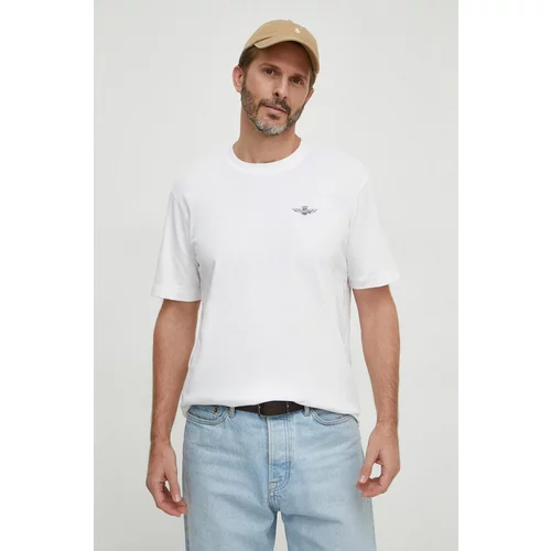 Aeronautica Militare Bombažna kratka majica moški, bela barva