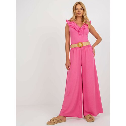 Fashion Hunters Pink palazzo trousers with high waist Slike