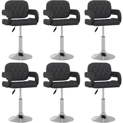  Blagovaonske stolice od umjetne kože okretne 6 kom crne
