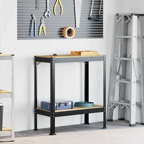  Radne klupe s policom Crna 81 x 41 x 145 cm Konstruirano drvo Cijene