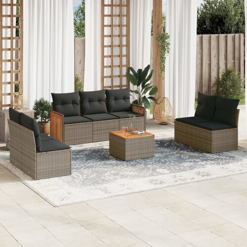 VidaXL 8-dijelni set vrtnih sofa od poliratana s jastucima sivi Slike