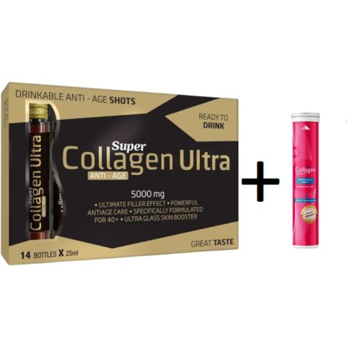 Aleksandar Mn Kolagen Super Ultra AntiAge 14x25ml+Super Collagen, Hijaluronska kiselina Citamina C 20 šumećih tableta Cene