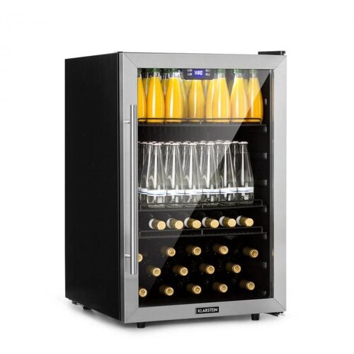 Klarstein beersafe 5XL, hladilnik, 148 litrov, 3 police, panoramska steklena vrata, nerjaveče jeklo Cene