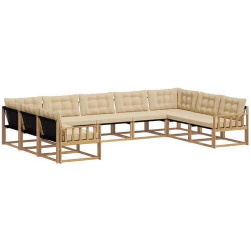 vidaXL Zunanja garnitura za sedenje z blazino 9 pcs Bela in bež, (5000282375) Cene