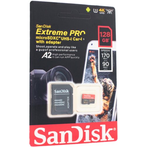 Sandisk memorijska kartica sdhc 128GB extreme pro 4K uhd V30 sa adapterom cn Cene