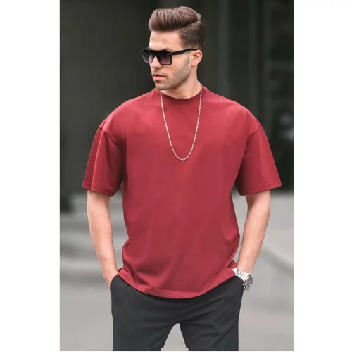 Madmext Men's Claret Red Oversize Fit Basic T-Shirt 6066