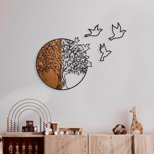 Wallity tree and birds 2 walnutblack decorative wooden wall accessory Cene
