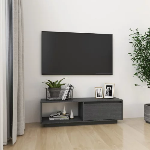 vidaXL TV omarica siva 110x30x33,5 cm trdna borovina