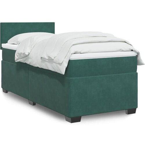 VidaXL Box spring postelja z vzmetnico temno zelena 100x200 cm žamet Slike