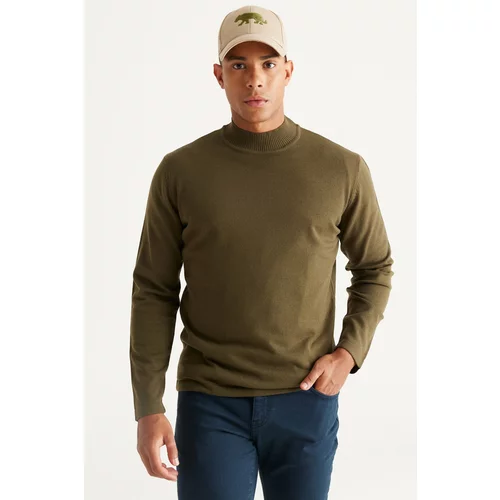 AC&Co / Altınyıldız Classics Men's Khaki Anti-Pilling Standard Fit Regular Fit Half Turtleneck Knitwear Sweater