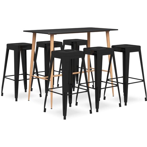 vidaXL 7-dijelni barski set crni Cijene