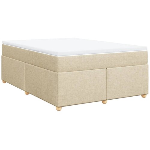 vidaXL Box spring postelja z vzmetnico krem 140x190 cm blago, (21305983) Cene
