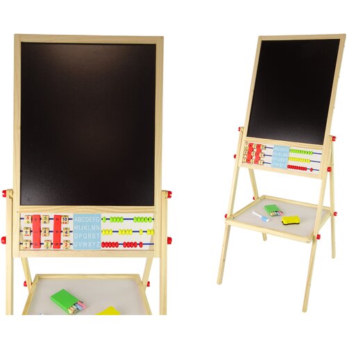 Lean Toys lesena magnetna tabla s kredo 2v1 Slike