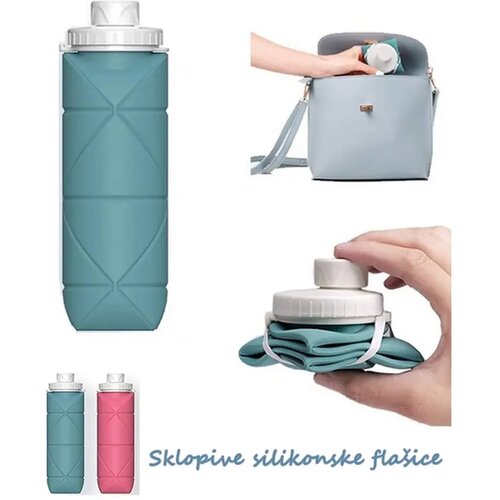  Sklopiva silikonska fla&amp;scaron;ica 600 ml za trening i putovanja Slike